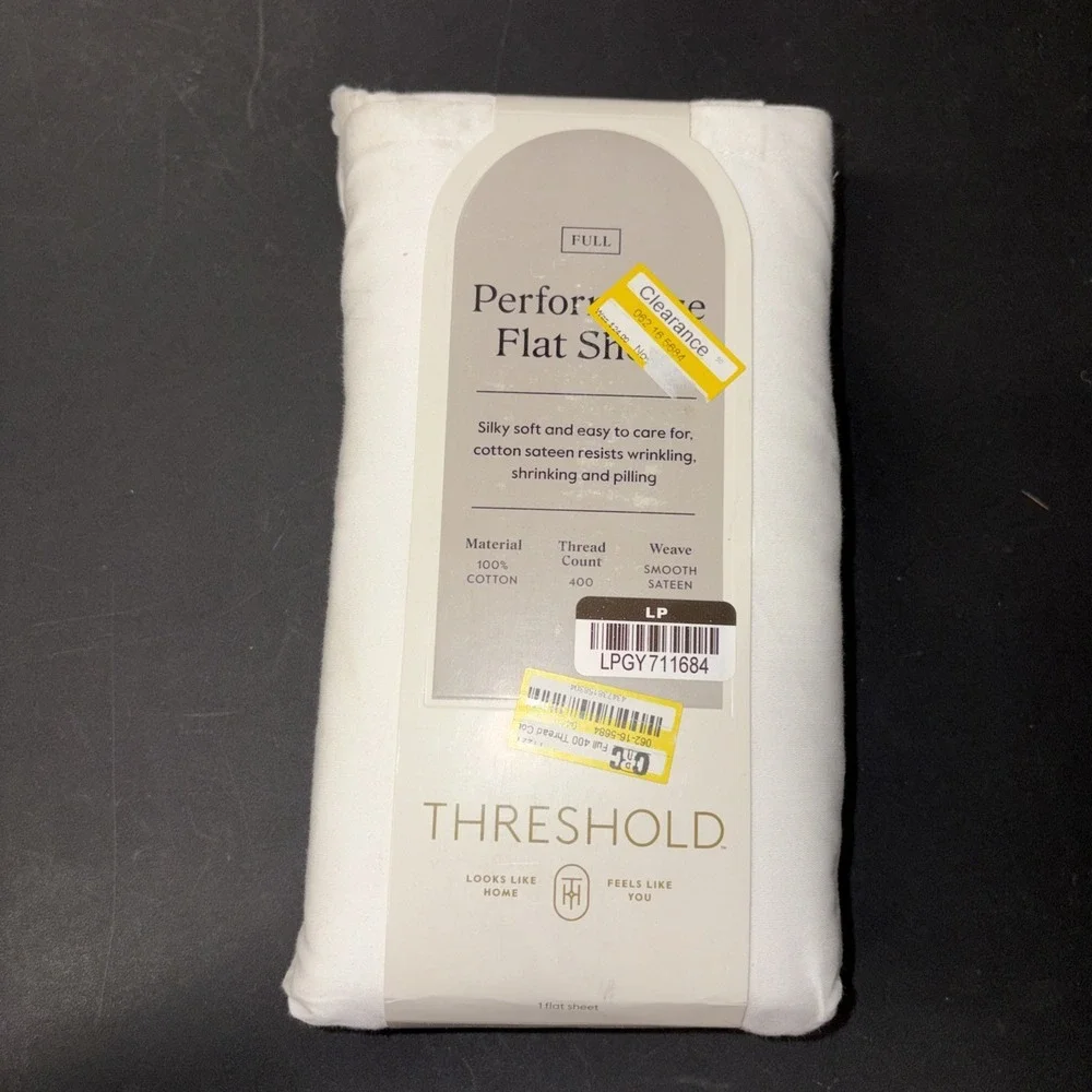 Threshold Full Size 400 Thread Count Performance Flat Sheet - White 20481